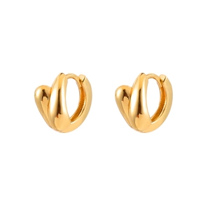 Detailed view of gold multi-layered hoops with polished finish for women