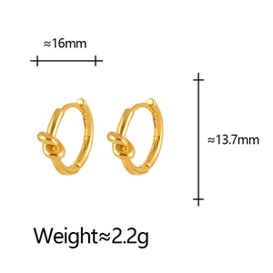 Boucles d'oreilles créoles nouées en argent 925 doré 16mm pour femmes élégantes