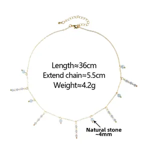 Détail du collier de perles en pierre naturelle, longueur 36cm avec extension dorée de 5,5cm