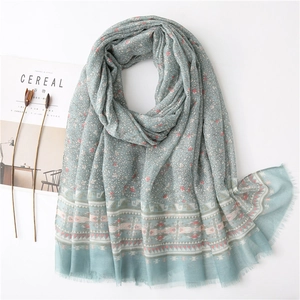 Floral Print Shawl Scarf Lightweight Bali Yarn Cotton Feel Ethnic Geometric Tassel Sunscreen Bohemian Fresh Women