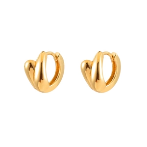 Polished thick golden hoop earrings with elegant layered twist design for women
