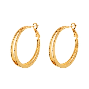 Minimalistische doppellagige goldene Creolen mit gehämmertem Metall-Finish für Damen