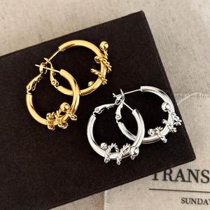 Orecchini A Cerchio A Corda Intrecciata Rame Placcato Oro 18K Geometrico Minimalista Stile Di Lusso Per Donna