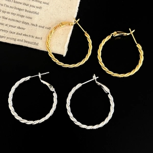 Twisted Hoop Earrings For Women Copper Gold Plated Braided Geometric Round Circle Jewelry Elegant Fashion Minimalist