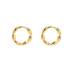 Minimalist golden segment textured hoop earrings for women with polished finish