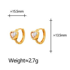 Elegant gold heart earrings with sparkling cubic zirconia and detailed ridged texture