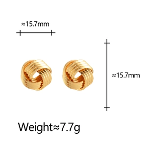 Minimalist textured gold knot earrings featuring a twisted spherical woven design for women