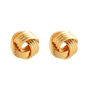Minimalist twisted knot earrings in polished gold finish for a stylish textured look