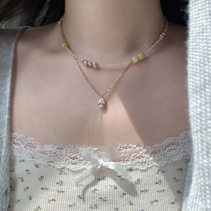 Collana Con Pendente In Zirconia Cubica A Goccia D'acqua Rame Placcato Oro Catena Da Clavicola Elegante Gioielli Da Donna