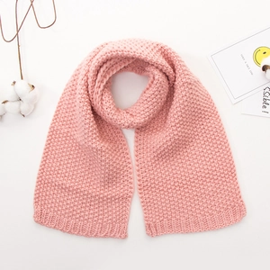 Pink chunky knit baby scarf made of soft warm wool for toddlers and infants