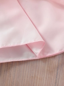 Pink satin princess dress for girls featuring delicate white tulle mesh stitching details