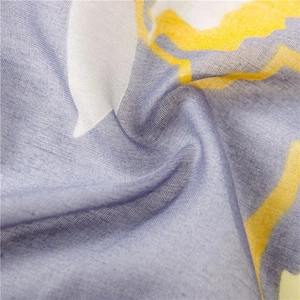 Close-up of lightweight cotton linen scarf showing fine texture and abstract floral pattern