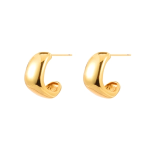 French minimalist gold square geometric earrings with polished mirror finish for women
