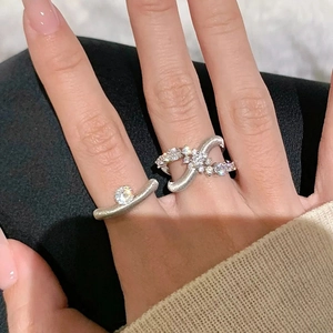 Vintage Adjustable Copper Rings For Women With Cubic Zirconia Niche Design Elegant Plated Metal Finger Jewelry Gift