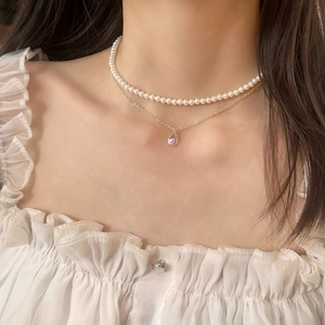 Pear Shape Zircon Pendant Necklace Copper Gold Plated Minimalist Dainty Clavicle Chain Jewelry For Women