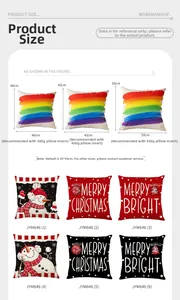Size guide for Christmas faux linen pillow covers in 40cm, 45cm, and 50cm variants