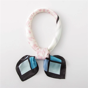 Vintage geometric stone pattern cotton linen scarf with soft pink and blue abstract prints