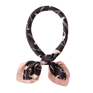 Carré de soie à motif flamant rose avec design color-block noir et rose élégant