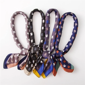 Horse Head Print Square Scarf Satin Faux Satin Equestrian Style Contrast Border Decorative Neck Head Wrap For Women