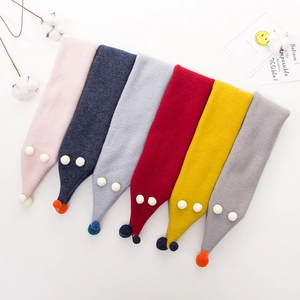 Kids Knitted Scarf Cartoon Animal Fox Shape Plush Pom Poms Warm Autumn Winter Crossover Neck Warmer For Baby Toddler