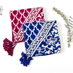 Écharpe Châle En Coton Imprimé Ethnique Bohème Avec Glands Femmes Vintage Fleur Totem Plage Voyage Protection