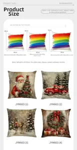 Size chart for Christmas pillow covers showing 40cm, 45cm and 50cm square dimensions
