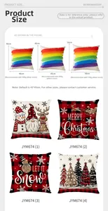Size chart showing 45x45cm Christmas pillow cover dimensions and filling recommendations