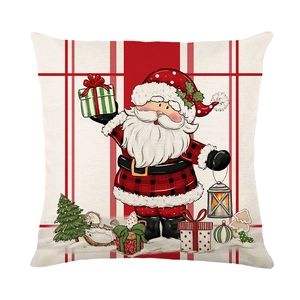 Housse de coussin de Noël Père Noël avec rayures rouges et blanches pour décor de canapé