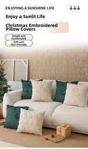 Détails de housses de coussin de Noël matelassées avec broderies renne et étoile