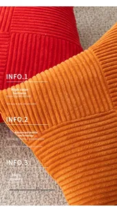 Macro shot of durable corduroy fabric texture and stitching on solid color pillow covers