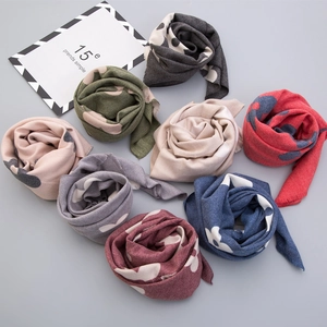 Kids warm faux cashmere scarves with flower prints in multiple colors for winter