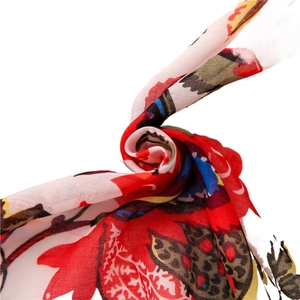 Lightweight floral voile scarf with vibrant leopard and geometric print pattern