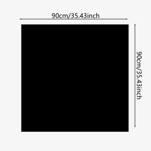 Schema dimensionale di un foulard quadrato nero di 90cm con le misure del prodotto