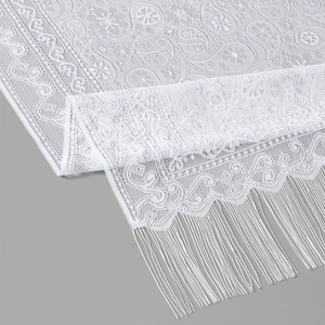 Sciarpa di pizzo bianco con motivo paisley e frange per moda donna elegante