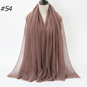 Brown pleated chiffon headscarf for women shown on a mannequin in a full frontal view