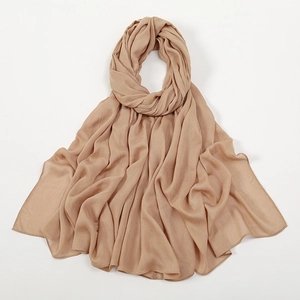Detailed view of khaki breathable polyester scarf showing fine texture and clean stitching