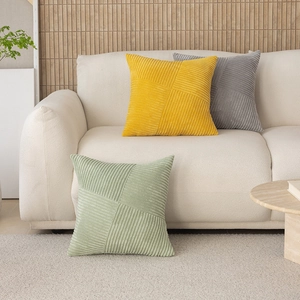 Corduroy Geometric Splicing Throw Pillowcase Modern Minimalist Solid Color Square Cushion Cover For Sofa Living Room Bed