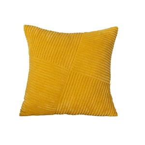 Bright yellow corduroy pillow cover with geometric windmill pattern for sofa decor