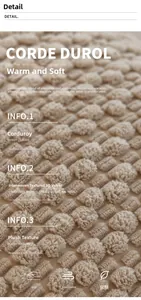 Detailed macro view of soft beige corduroy fabric texture with breathable woven fibers