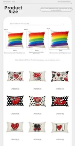 Guida alle taglie per federe con cuore nelle misure 40x40cm, 45x45cm e 50x50cm