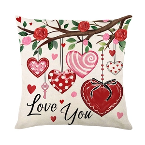 Valentine's Day pillowcase with Love You text and heart pendants on branch