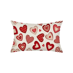 Funda de cojín rectangular con estampado de corazones crema para sofá de San Valentín