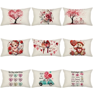 Lot de 9 housses de coussin lombaire de Saint Valentin avec motifs cœurs romantiques