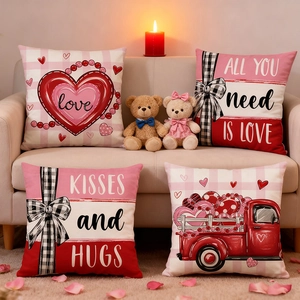 Fodera per Cuscino Decorativa di San Valentino in Poliestere con Cuore e Camion per Divano del Soggiorno Decorazione della Casa