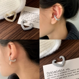 Heart Ear Cuff Copper Micro Pave Cubic Zirconia Minimalist Fashion No Piercing Jewelry Women