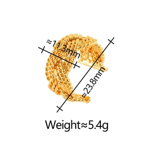 Elegant gold twisted rope open ring with adjustable width and polished finish