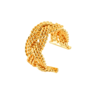 Chic twisted gold cuff bracelet with intricate layered weave design for women