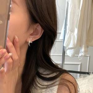 Bow Knot Stud Earrings Minimalist Chic Brass Ribbon Design Delicate Jewelry For Women Daily Fashion Accessories
