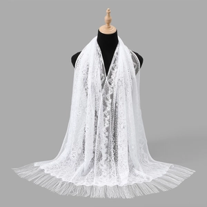 Scialle da Donna in Pizzo Con Motivo Floreale Paisley Design Traforato Lunghe Nappine Elegante Mantella in Poliestere per Matrimonio Festa