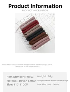 Detail of solid color mercerized cotton scarves in 110x110cm size and 74g weight